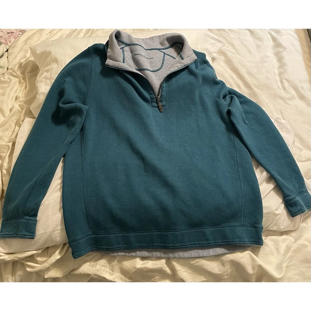 Tommy Bahama Flipshore COBALT BLUE/GRAY REVERSIBLE Half-Zip Shirt Men 2XLT